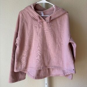 Fabletics Charlie Mauve Pullover Cropped Hoodie Women Small High Low Pink Loose
